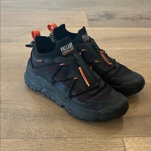 Palladium Unisex Black Trail Sneakers with Orange Details
